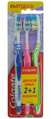 Купить колгейт (colgate) зубная щетка зигзаг средняя, 3 шт в Ваде