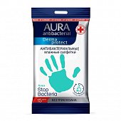 Купить aura (аура) дерма протект салфетки влажные антибактериальные алоэ, 15 шт в Ваде