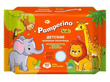 Pamperino kids (Памперино) полотенца влажные детские универсальные с экстрактом ромашки, алоэ и витамином Е 60 шт