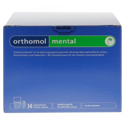 Купить orthomol mental (ортомол ментал), саше (порошок+капсулы 3шт), 30шт бад/на 30 дней в Ваде