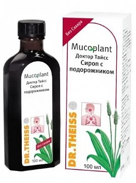 Доктор Тайсс, сироп с подорожником от кашля без сахара, флакон 100мл БАД