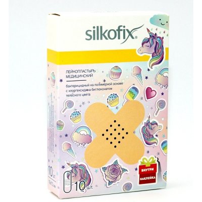 Купить silkofix (силкофикс) пластырь полимерная основа с хлоргексидином 1,9х7,2см, 10 шт единорог в Ваде