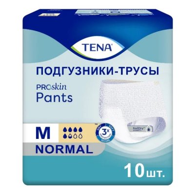 Купить tena (тена) подгузники-трусы, proskin pants normal размер м, 10 шт в Ваде