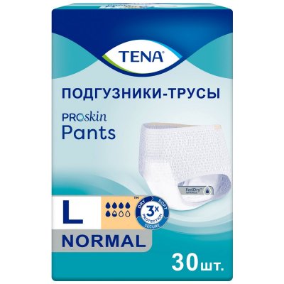 Купить tena proskin pants normal (тена) подгузники-трусы размер l, 30 шт в Ваде