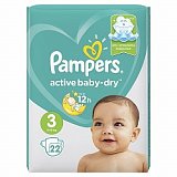 Pampers Active Baby (Памперс) подгузники 3 миди 6-10кг, 22шт