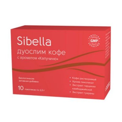 Купить sibella (сибелла) дуослим кофе с ароматом капучино, пакет-саше 2г, 10 шт бад в Ваде