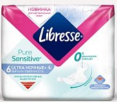 Купить libresse (либресс) прокладки ultra pure sensitive ночные+ 6 шт в Ваде