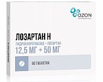 Купить лозартан-н, таблетки, покрытые пленочной оболочкой 12,5мг+50мг, 60 шт в Ваде