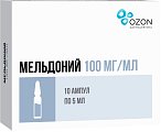 Купить мельдоний, раствор для инъекций 100мг/мл, ампулы 5мл, 10 шт в Ваде