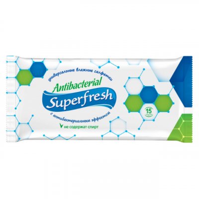 Купить superfresh (суперфреш) салфетки влажные антибактериальные 15шт в Ваде