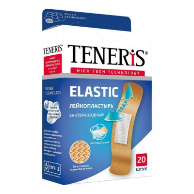 Купить пластырь teneris elastic (тенерис) бактерицидный ионы ag тканевая основа, 20 шт в Ваде