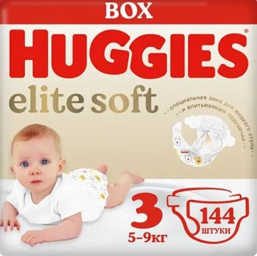 Huggies (Хаггис) подгузники EliteSoft 5-9кг 144 шт