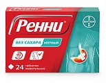 Купить ренни, таблетки жевательные без сахара мятные 680мг+80мг, 24 шт в Ваде