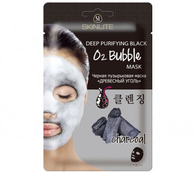 Купить skinlite (скинлайт) маска для лица черная пузырьковая древесный уголь, 20г в Ваде