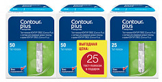 Тест-полоски Contour plus (Контур плюс), 2 х50 шт+ 1 х25шт