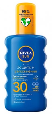 Купить nivea (нивея) sun спрей солнцезащитный защита и увлажнение, 200мл spf30 в Ваде