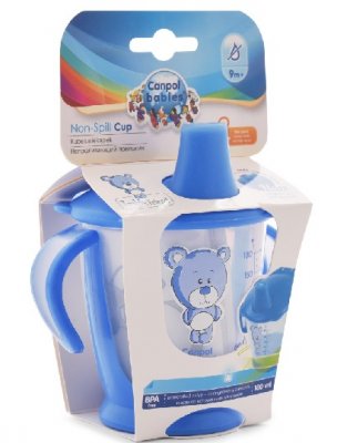 Купить canpol (канпол) чашка-непроливайка с 9 месяцев медвежонок синяя 180 мл в Ваде