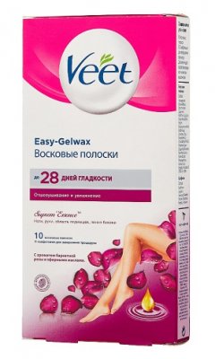 Купить veet easy-gelwax (вит) полоски восковые для тела с ароматом бархатной розы и эфирными маслами, 10 шт в Ваде