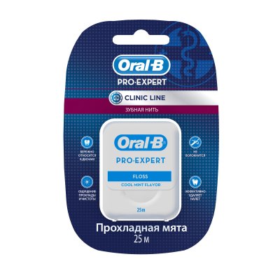 Купить oral-b (орал-би) зубная нить clinic line proexpert мятная, 25м в Ваде
