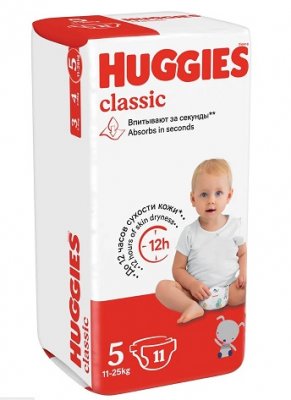 Купить huggies (хаггис) подгузники классик 5 11-25кг 11шт в Ваде