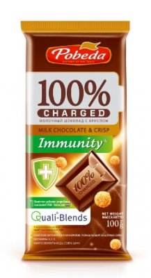 Купить charged immunity (чаржед), шоколад молочный с крипсом, 100г в Ваде