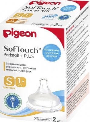 Купить pigeon softouch peristaltic plus (пиджен) соска силиконовая для бутылочки с 1 месяца, размер s 3 шт в Ваде