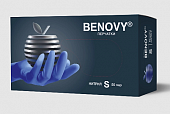 Купить перчатки benovy нитриловые нестерильные неопудренные текстурированные на пальцах размер s 50 пар, сиренево-голубые в Ваде