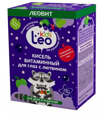 Купить кисель леовит leo kids для детей витаминный для глаз с лютеином, пакет 12г, 5 шт в Ваде