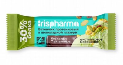 Купить ирисфарма (irispharma) батончик протеиновый 30% фисташковое мороженое в шоколадной глазури, 40г бад в Ваде
