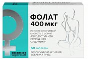 Купить фолат 400 мкг грин сайд (green side), таблетки массой 230 мг, 60 шт бад в Ваде