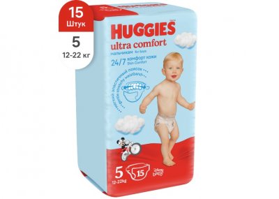 Купить huggies (хаггис) подгузники ультра комфорт для мальчиков 12-22кг 15шт в Ваде