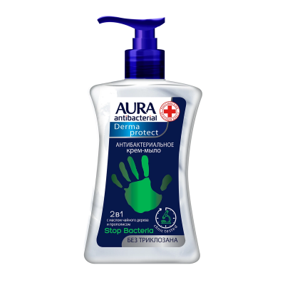 Купить aura (аура) дерма протект крем-мыло антибактериальное 2в1, 250мл в Ваде