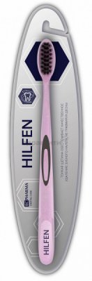 Купить хелфен (hilfen) зубная щетка средней жесткости черная щетина розовая, 1шт в Ваде