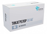 Купить тикагрелор, таблетки покрытые пленочной оболочкой 90 мг, 56 шт в Ваде