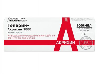 Купить гепарин-акрихин, гель для наружного применения 1000ме/г, 30г в Ваде