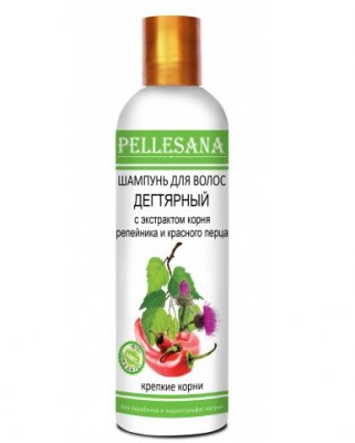 Купить pellesana (пеллесана) шампунь для волос дегтярное с экстрактом  репейника и красного перцем, 250 мл в Ваде