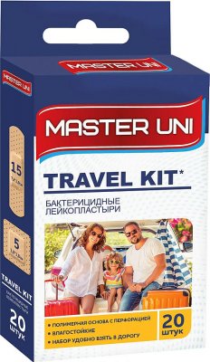 Купить master uni (мастер-юни) набор: пластырь на полимерной основе travel kit, 20 шт в Ваде