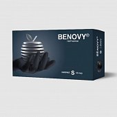 Купить перчатки benovy смотровые нитриловые нестерильные неопудрен текстурир на пальцах размер s 50 пар, черные в Ваде