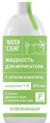 Купить waterdent (вотердент) жидкость для ирригатора освежающая без фтора+ополаскиватель, 500мл в Ваде