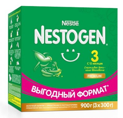 Купить nestle nestogen premium 3 (нестожен) сухая молочная смесь с 12 месяцев, 900г (3х300г) в Ваде