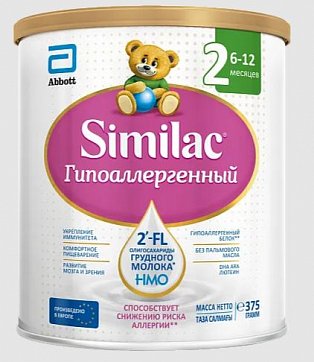 Симилак (Similac) Гипоаллергенный 2 смесь молочная 6-12 мес, 375г