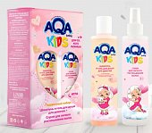 Купить aqa baby (аква беби) kids набор: шампунь и гель для душа для девочек с протеинами пшеницы 200 мл+спрей для легкого расчесывания 200 мл в Ваде