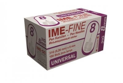 Купить иглы ime-fine для инъекций универсальные для инсулиновых шприц-ручек 31g (0,26мм х 8мм) 100 шт в Ваде