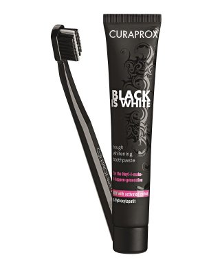 Купить курапрокс (curaprox) набор зубная паста, black is white 90мл + зубная щетка ultra soft черный в Ваде