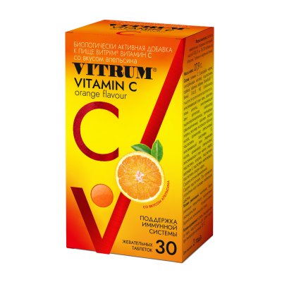 Купить витрум витамин с, жевательные таблетки со вкусом апельсина, 30 шт_бад в Ваде
