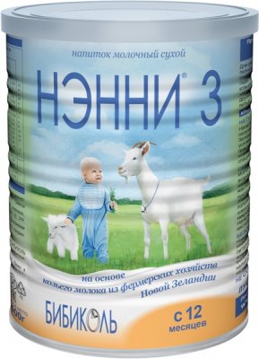 Купить нэнни 3 смесь на основе натурального козьего молока с пребиотиками с 12 месяцев, 400г в Ваде
