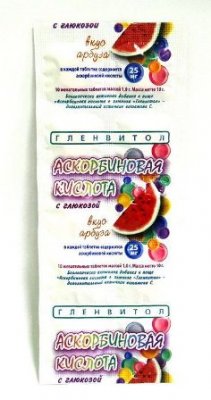 Купить аскорбиновая кислота с глюкозой гленвитол таблетки со вкусом арбуза 1г, 10 шт (стрип) бад в Ваде