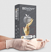 Купить перчатки benovy латексные нестерильные неопудренные текстурир на пальцах хлорированные размер l 50 пар в Ваде