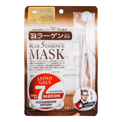 Купить japan gals (джапан галс) маска коллаген pure5 essential, 7 шт в Ваде