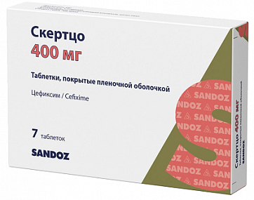 Скертцо, таблетки покрытые пленочной оболочкой 400мг 7шт